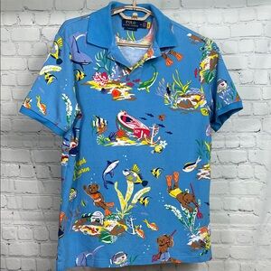 Polo by Ralph Lauren Bright Blue Tropical & Nautical with Bears swimming Medium